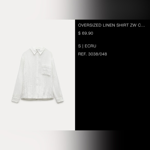 ZARA OVERSIZED LINEN SHIRT - Picture 2 of 5